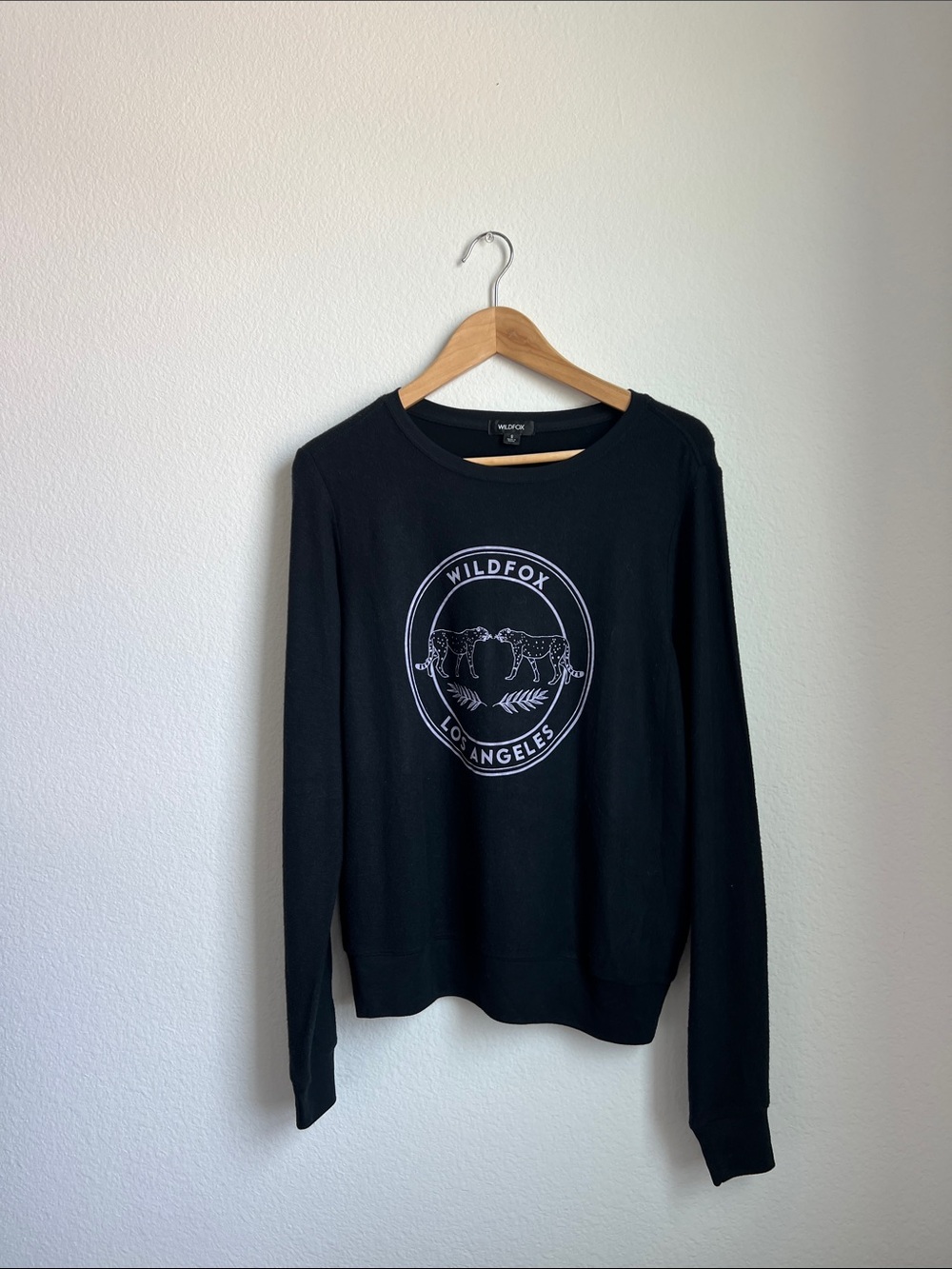 Wildfox Los Angeles Graphic Long Sleeve in Black Small New